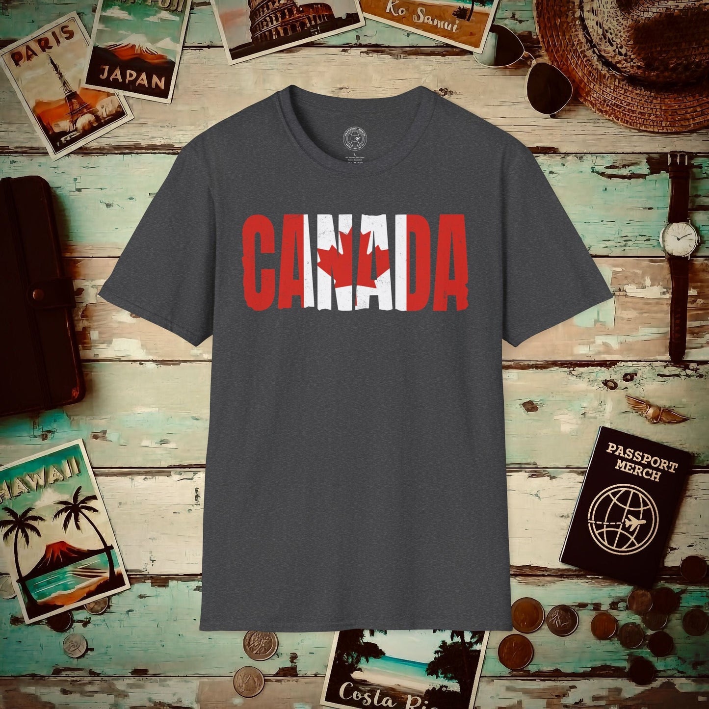 Vintage Canada Patriotism Letter Flag T-Shirt Dark Heather / S