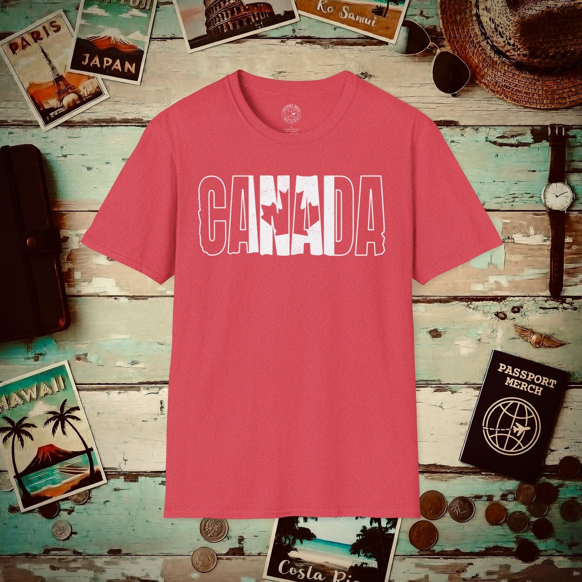 Vintage Canada Patriotism Letter Flag T-Shirt Heather Red / S