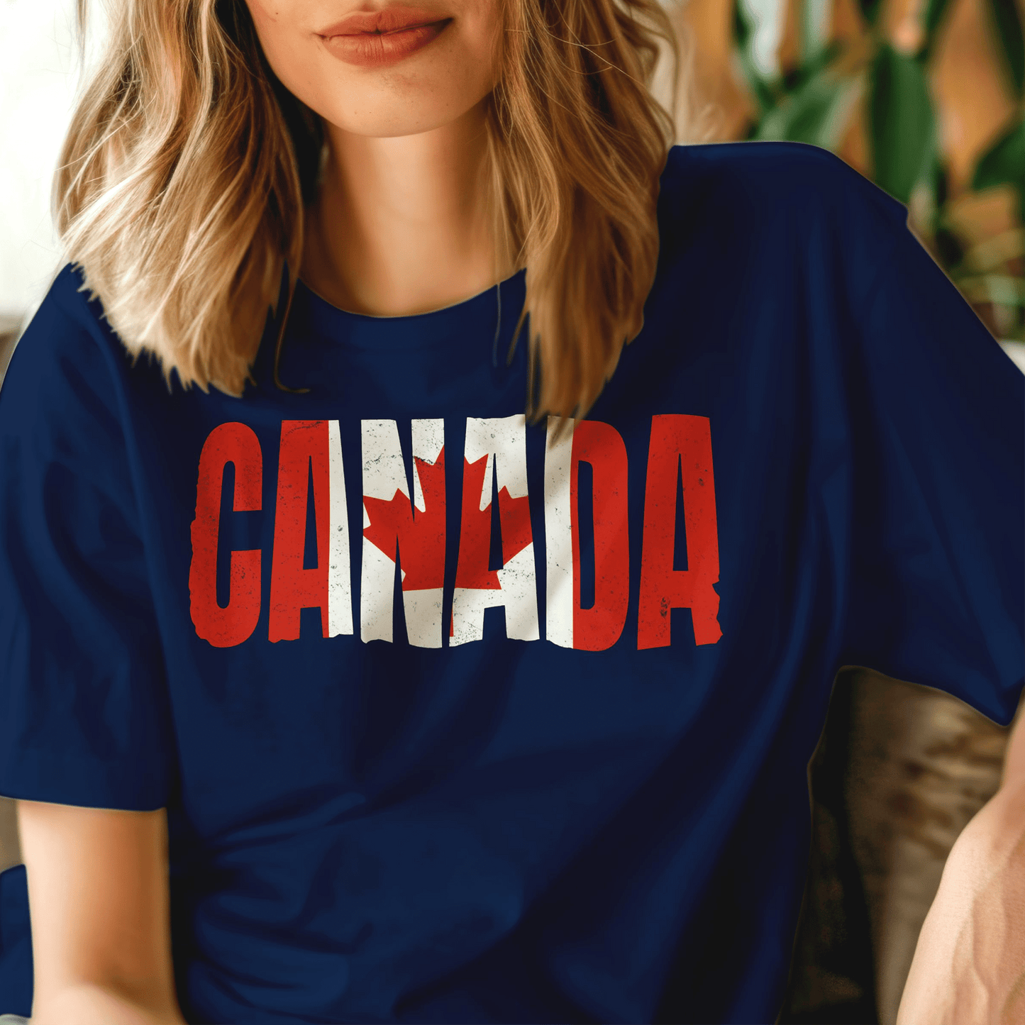 Vintage Canada Patriotism Letter Flag T-Shirt Navy / S