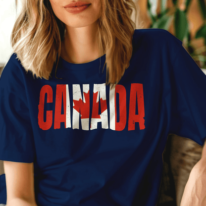 Vintage Canada Patriotism Letter Flag T-Shirt Navy / S