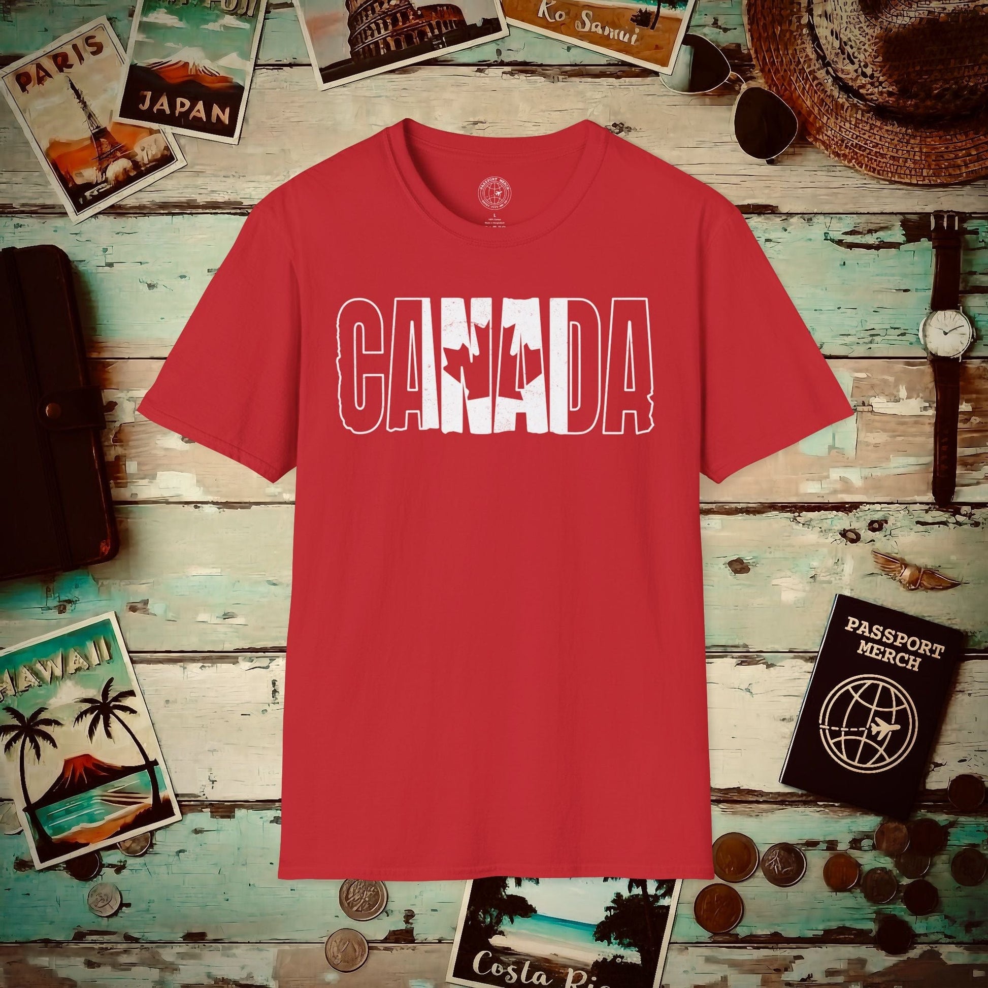 Vintage Canada Patriotism Letter Flag T-Shirt Red / S