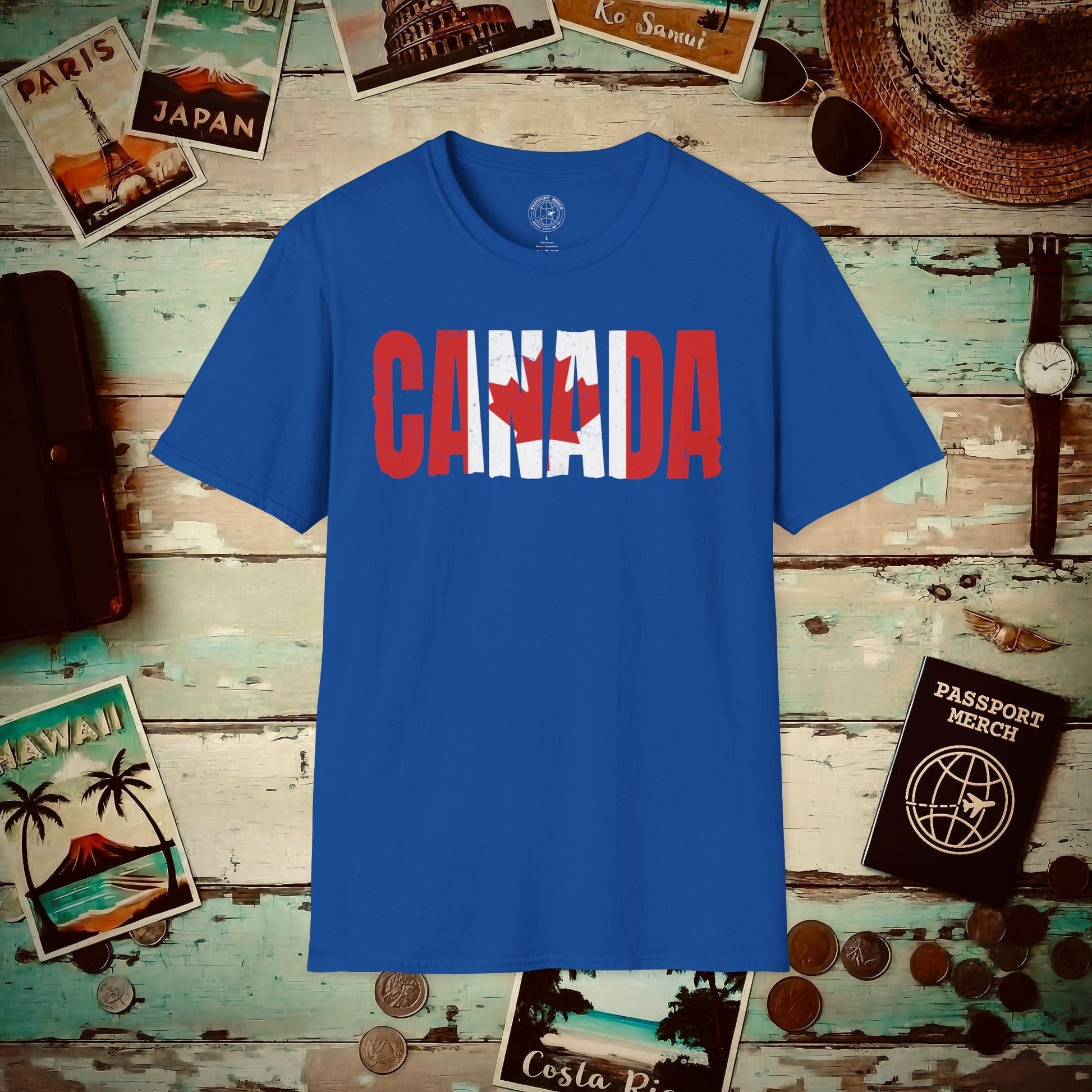Vintage Canada Patriotism Letter Flag T-Shirt Royal / S