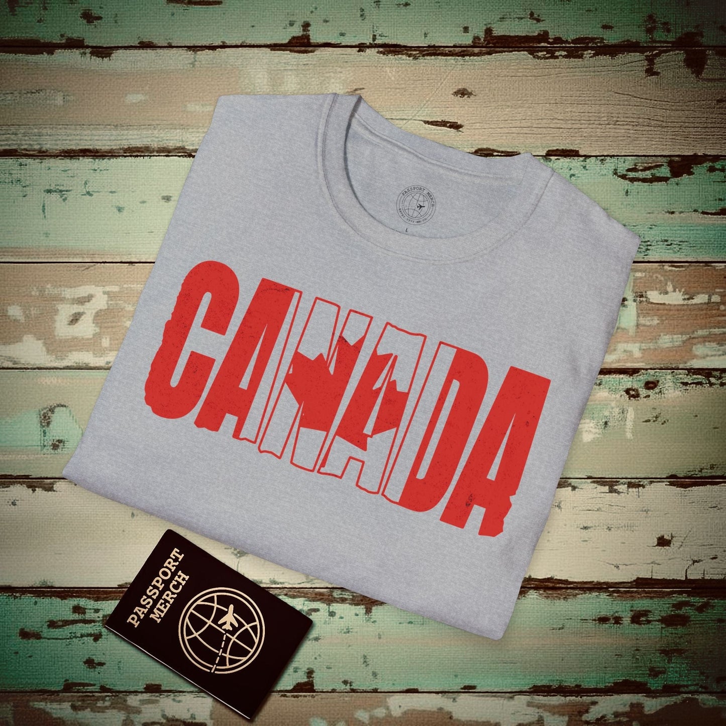 Vintage Canada Patriotism Letter Flag T-Shirt Sport Grey / S
