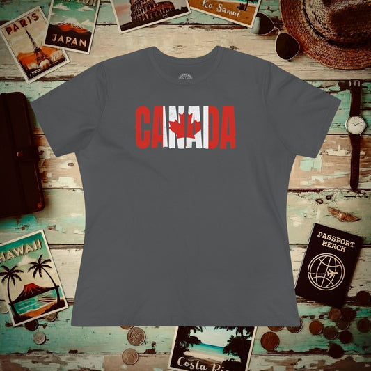 Vintage Canada Patriotism Letter Flag, Womens Fit T-Shirt Asphalt / S