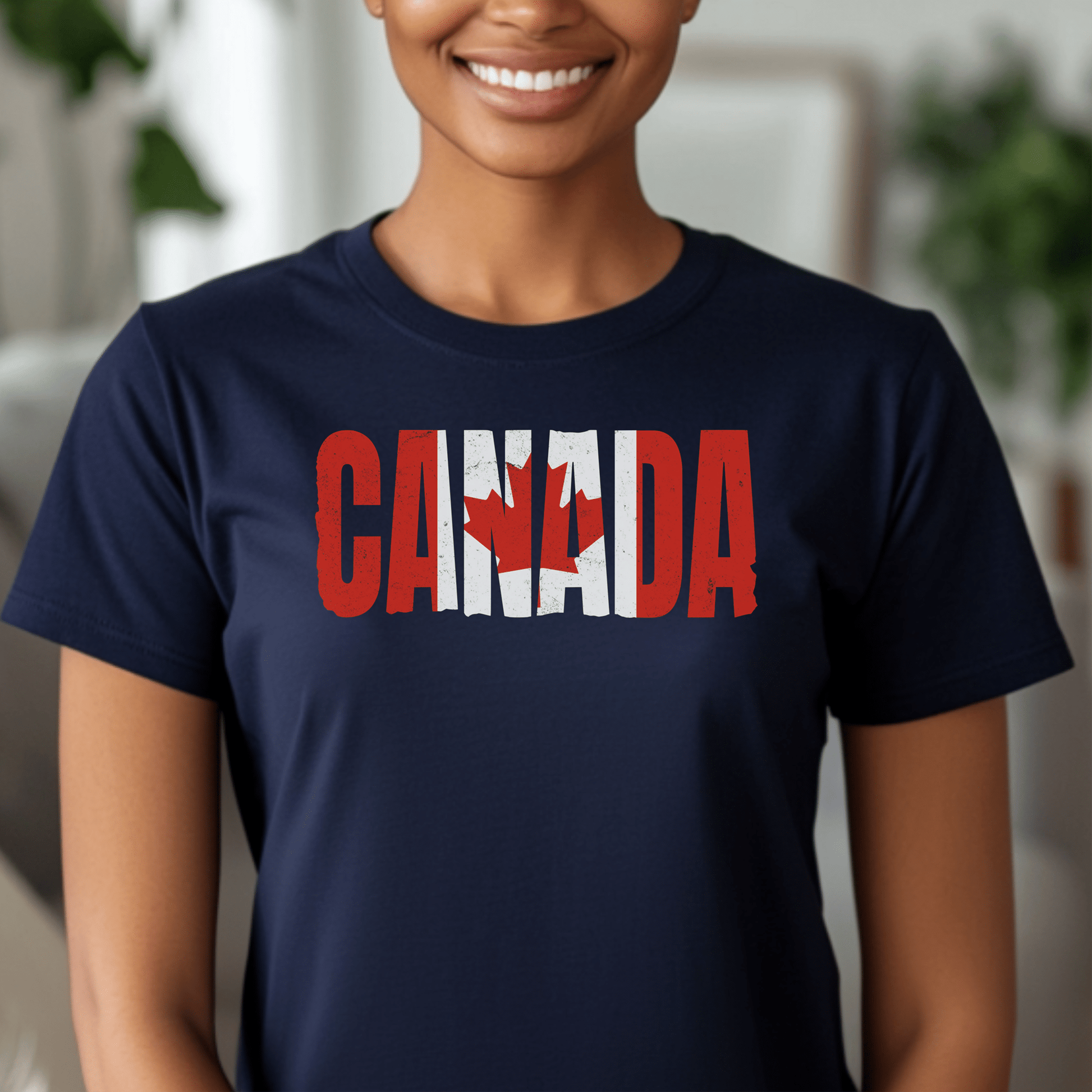 Vintage Canada Patriotism Letter Flag, Womens Fit T-Shirt Navy / S