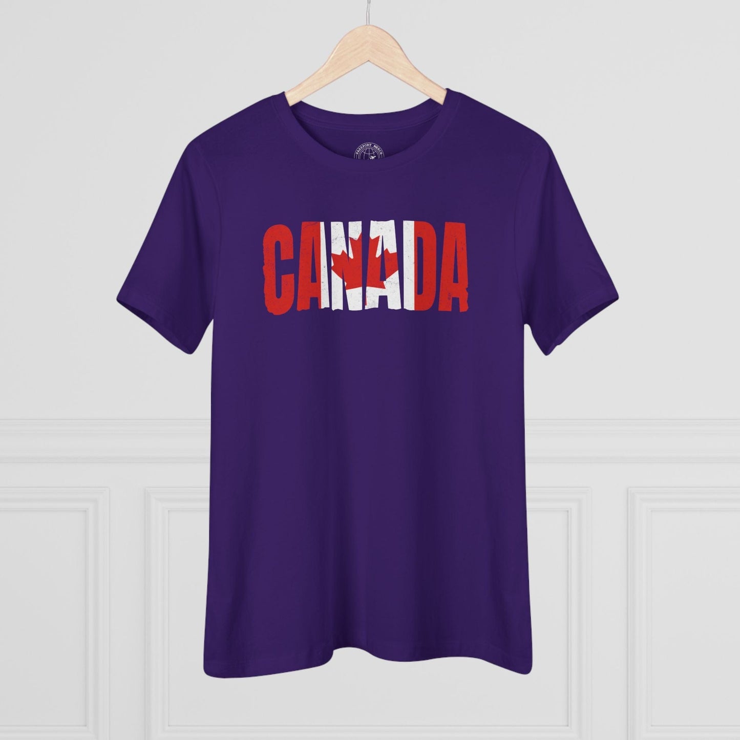 Vintage Canada Patriotism Letter Flag, Womens Fit T-Shirt Team Purple / S