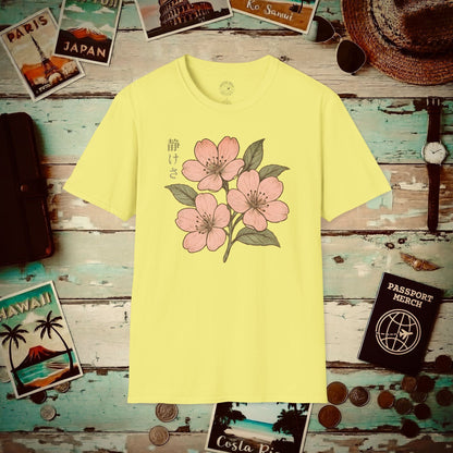 Vintage Cherry Blossom Shizukesa (Serenity), Japan T-Shirt Cornsilk / S