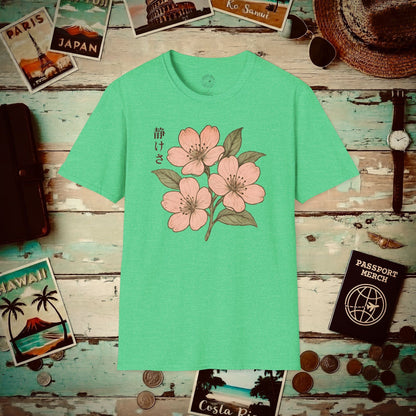 Vintage Cherry Blossom Shizukesa (Serenity), Japan T-Shirt Heather Irish Green / S