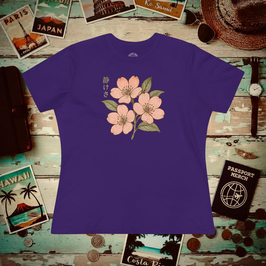 Vintage Cherry Blossom Shizukesa (Serenity), Japan, Womens Fit T-Shirt Team Purple / S