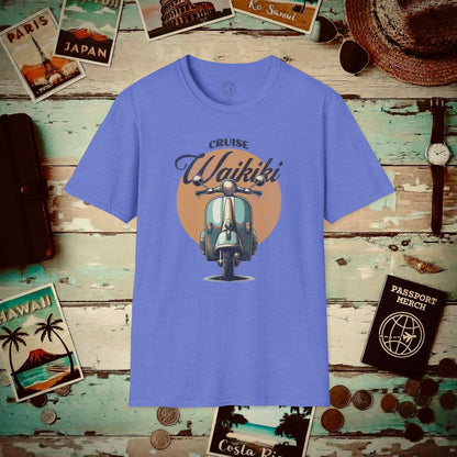 Vintage Cruise Waikiki Moped, Hawaii T-Shirt Heather Royal / S