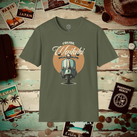 Vintage Cruise Waikiki Moped, Hawaii T-Shirt Military Green / S