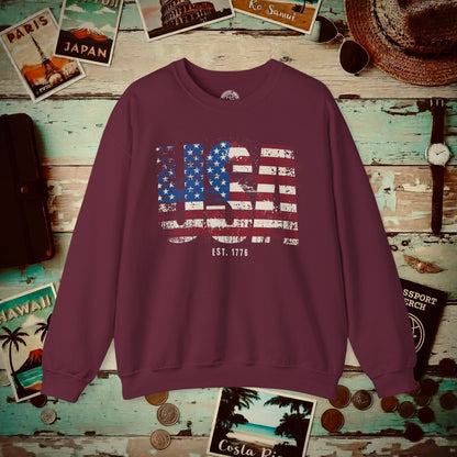 Vintage Distressed USA Letter Flag Crewneck Maroon / S