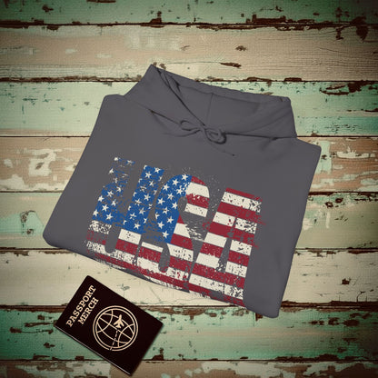 Vintage Distressed USA Letter Flag Hoodie Charcoal / S