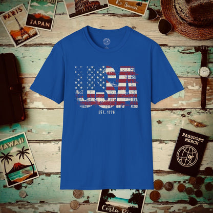Vintage Distressed USA Letter Flag T-Shirt Royal / S