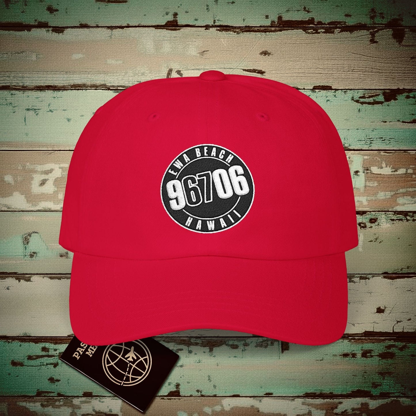 Vintage Ewa Beach Zip Code ("67" Pop Culture Edition), Hawaii Embroidered Hat Cranberry / One size