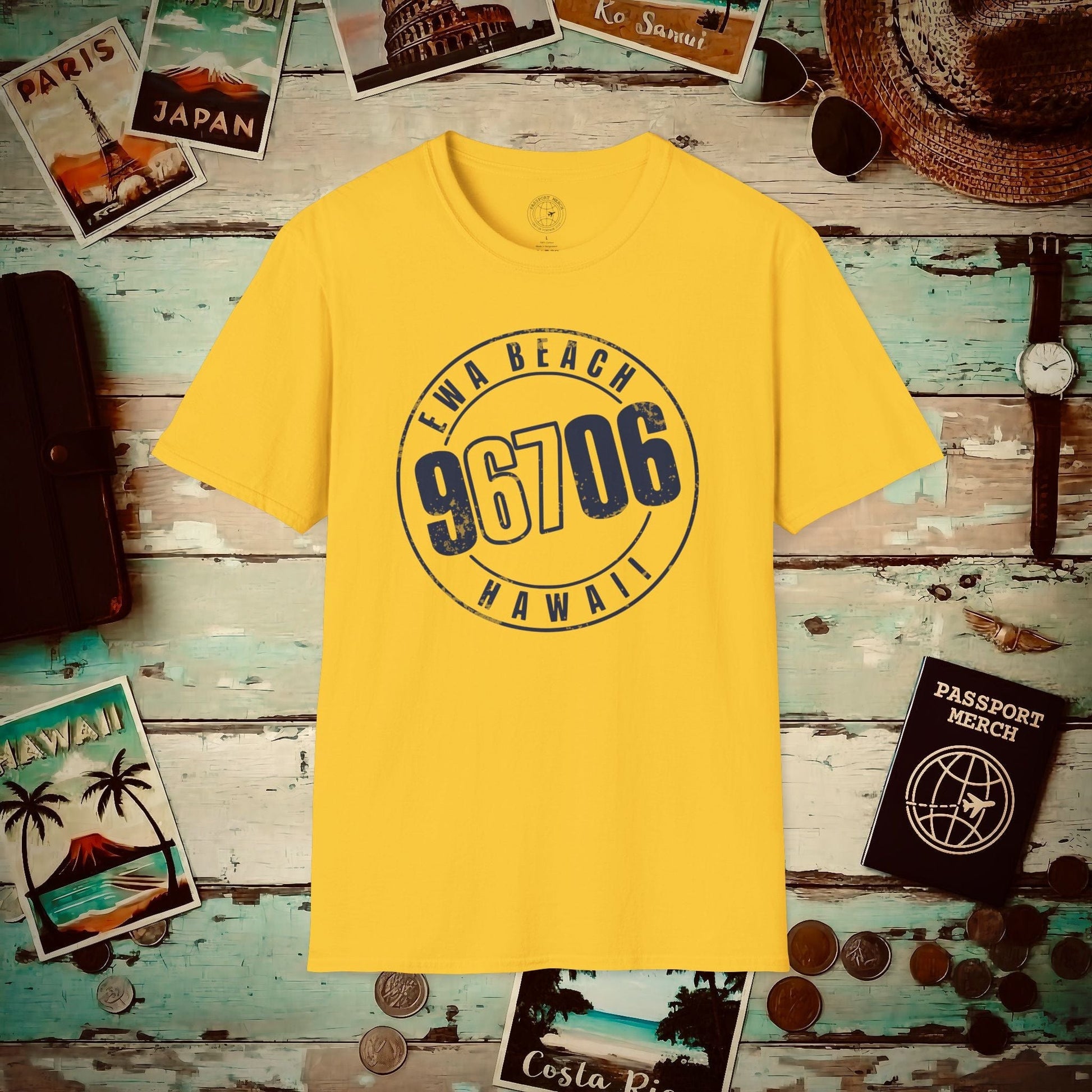 Vintage Ewa Beach Zip Code ("67" Pop Culture Edition), Hawaii T-Shirt Daisy / S