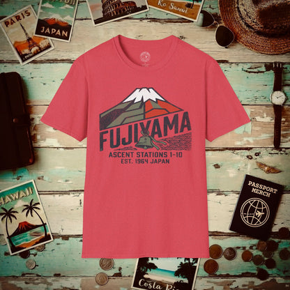 Vintage Fujiyama Geometric Ascent, Japan T-Shirt Heather Red / S