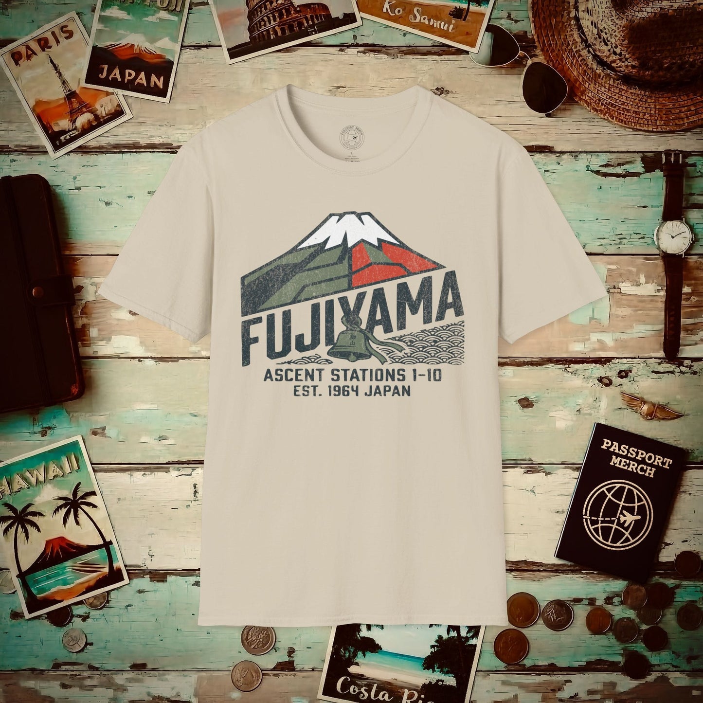 Vintage Fujiyama Geometric Ascent, Japan T-Shirt Sand / S