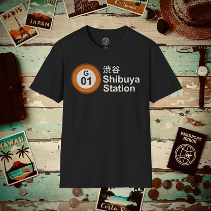 Vintage Ginza Line G-01 Shibuya Station, Japan T-Shirt Black / S