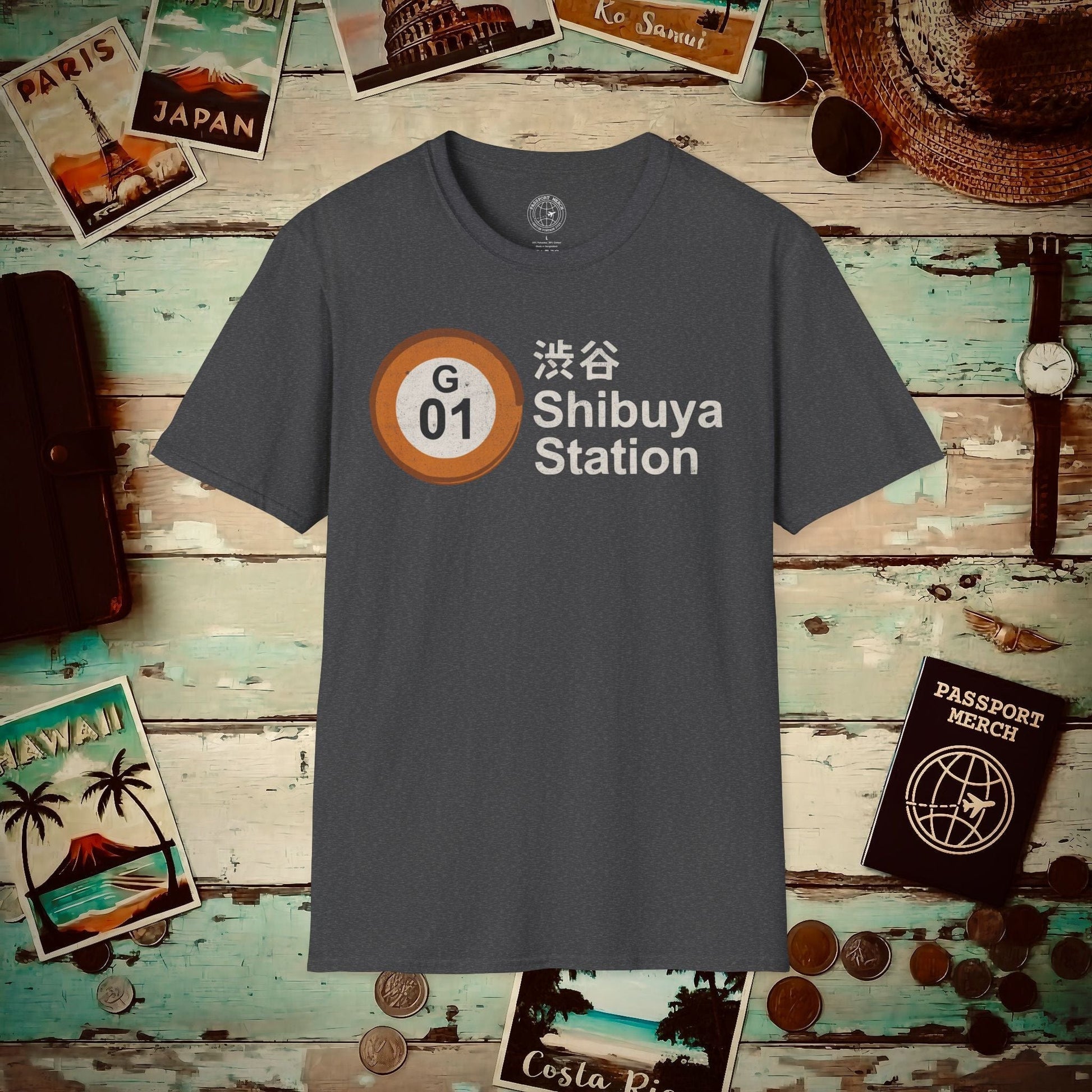 Vintage Ginza Line G-01 Shibuya Station, Japan T-Shirt Dark Heather / S