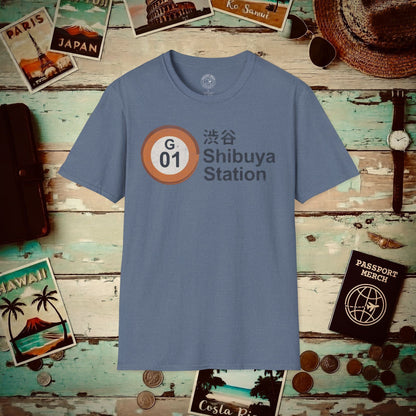 Vintage Ginza Line G-01 Shibuya Station, Japan T-Shirt Heather Indigo / S