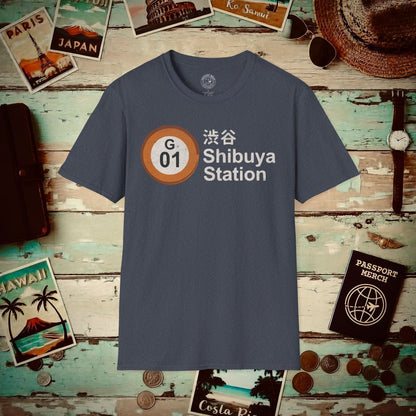 Vintage Ginza Line G-01 Shibuya Station, Japan T-Shirt Heather Navy / S