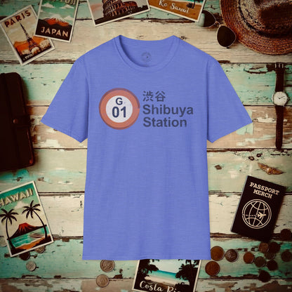 Vintage Ginza Line G-01 Shibuya Station, Japan T-Shirt Heather Royal / S