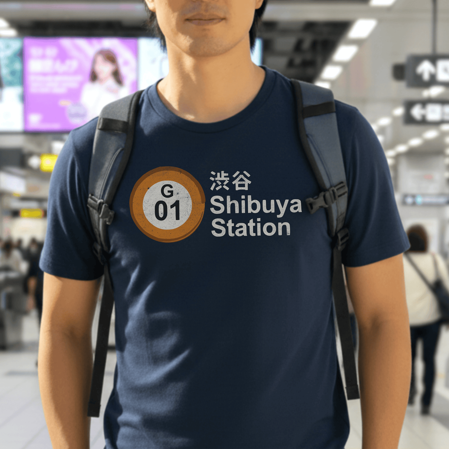 Vintage Ginza Line G-01 Shibuya Station, Japan T-Shirt Navy / S