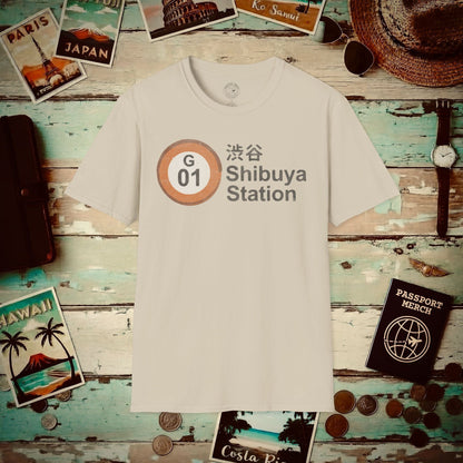 Vintage Ginza Line G-01 Shibuya Station, Japan T-Shirt Sand / S