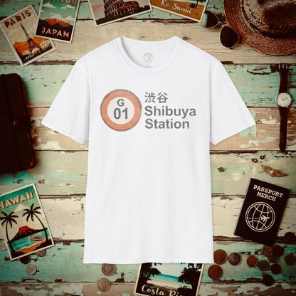 Vintage Ginza Line G-01 Shibuya Station, Japan T-Shirt White / S