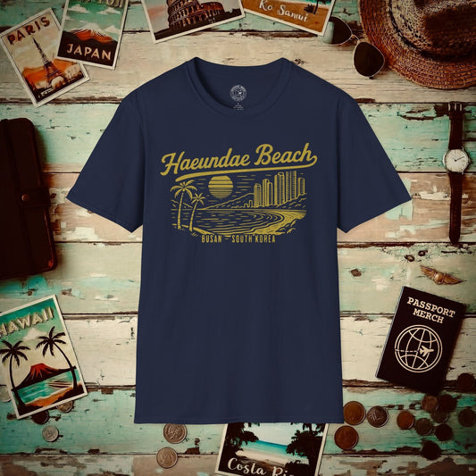 Vintage Haeundae Beach, Busan, Korea T-Shirt Navy / S