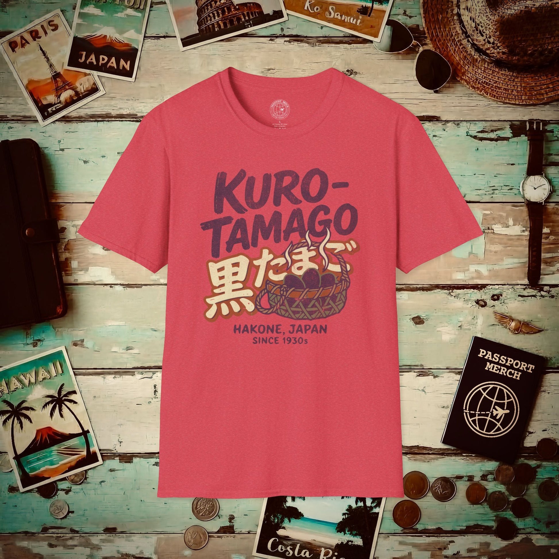 Vintage Hakone Kuro-Tamago, Japan T-Shirt Heather Red / S