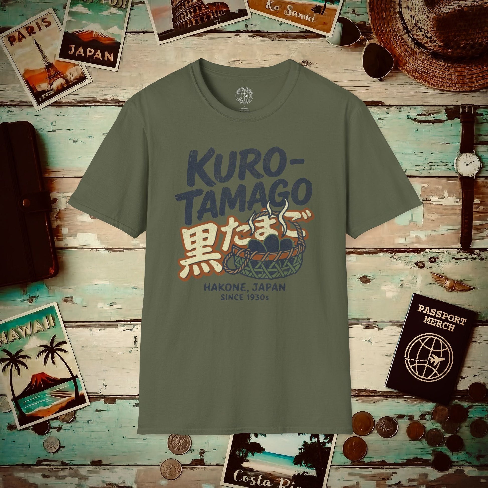 Vintage Hakone Kuro-Tamago, Japan T-Shirt Military Green / S