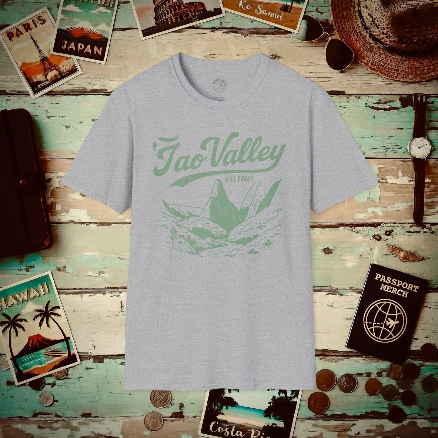 Vintage Iao Valley, Maui, Hawaii T-Shirt Sport Grey / S