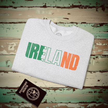 Vintage Ireland Patriotism Letter Flag Crewneck Ash / S