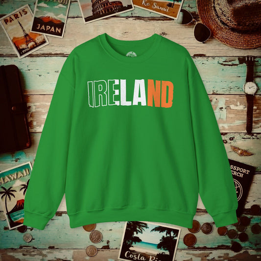 Vintage Ireland Patriotism Letter Flag Crewneck Irish Green / S
