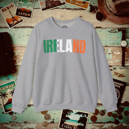 Vintage Ireland Patriotism Letter Flag Crewneck Sport Grey / S