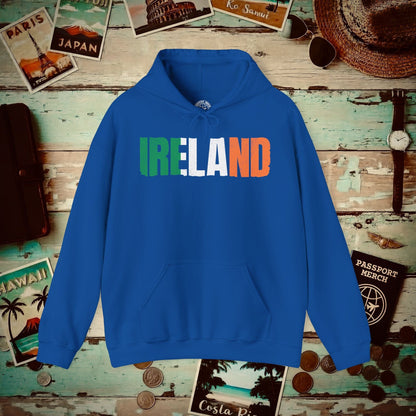 Vintage Ireland Patriotism Letter Flag Hoodie Royal / S