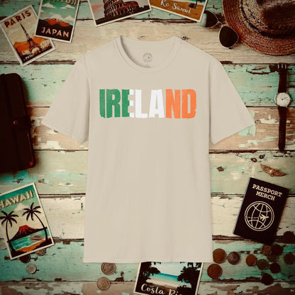Vintage Ireland Patriotism Letter Flag T-Shirt Sand / S