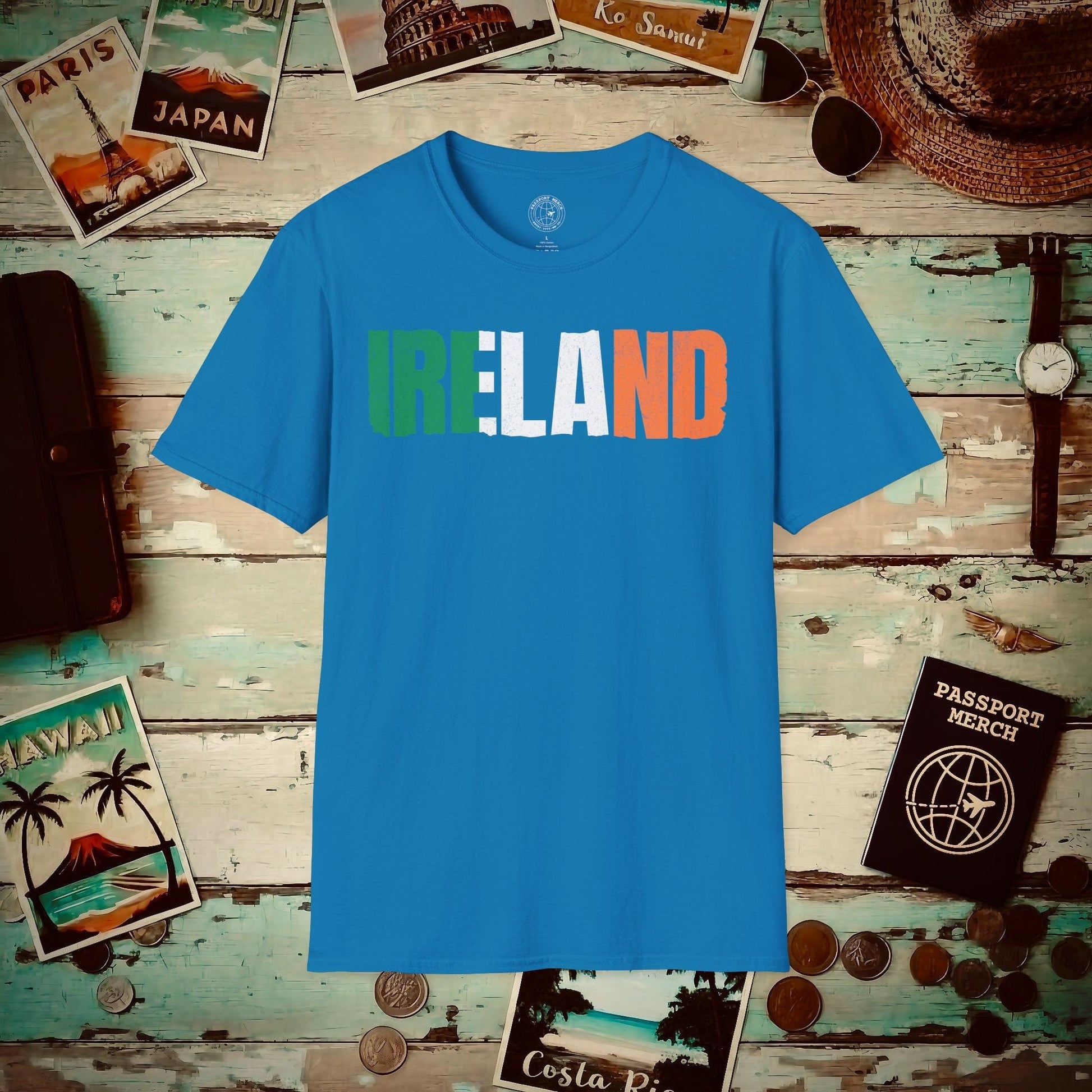 Vintage Ireland Patriotism Letter Flag T-Shirt Sapphire / S