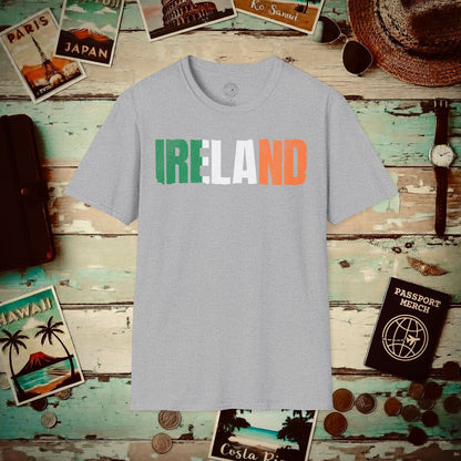 Vintage Ireland Patriotism Letter Flag T-Shirt Sport Grey / S