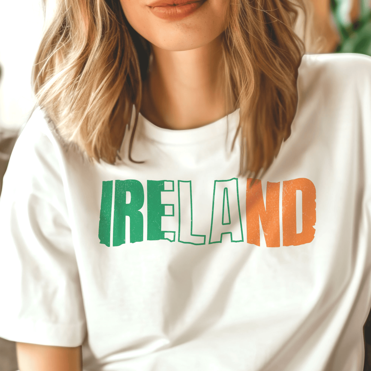 Vintage Ireland Patriotism Letter Flag T-Shirt White / S