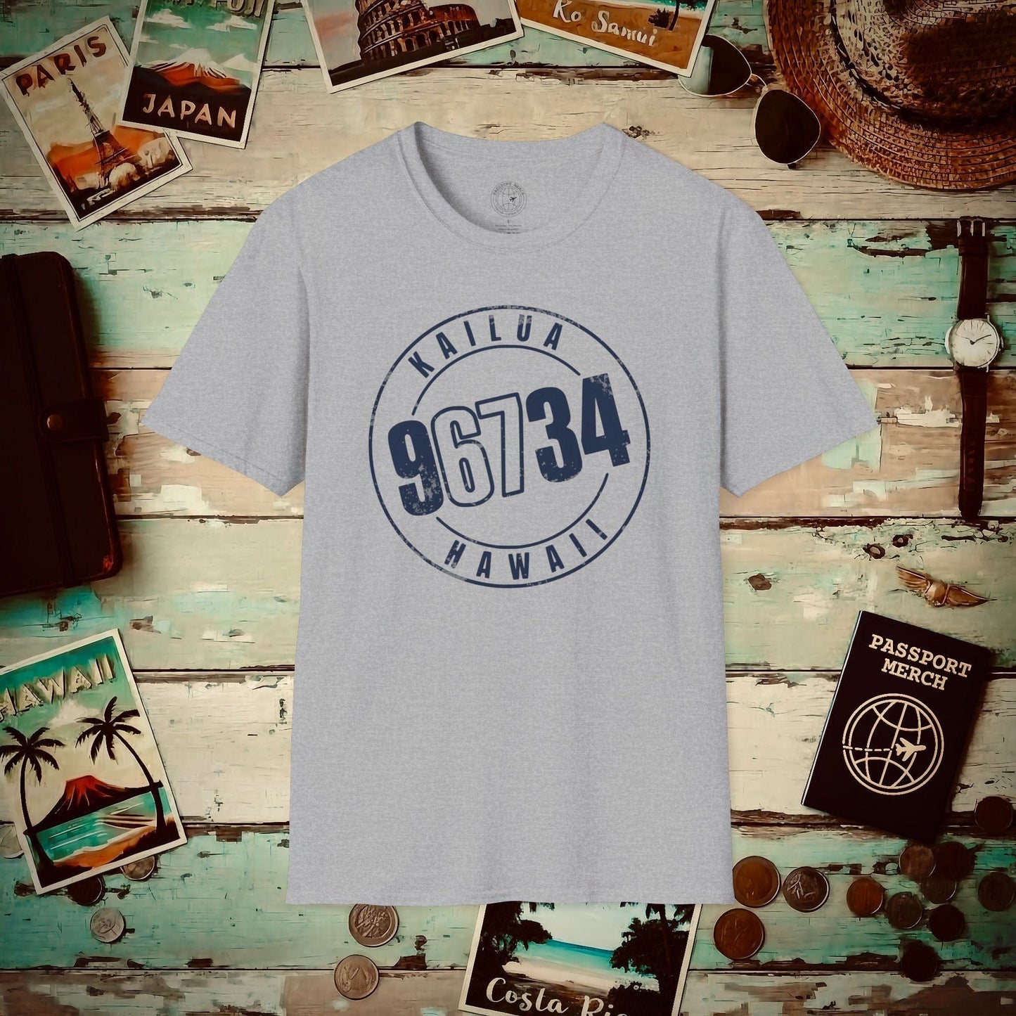 Vintage Kailua Zip Code ("67" Pop Culture Edition), Hawaii T-Shirt Sport Grey / S