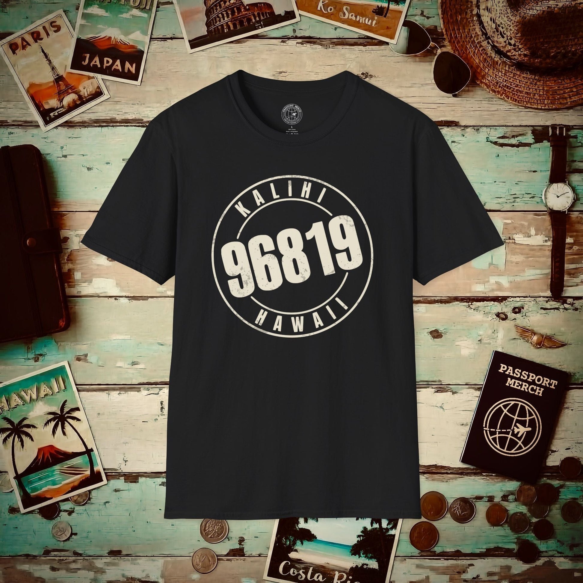 Vintage Kalihi Zip Code (Fan Service), Hawaii T-Shirt Black / S