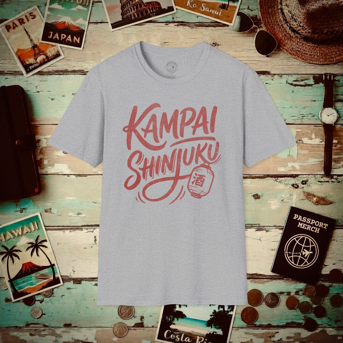Vintage Kampai Shinjuku, Japan T-Shirt Sport Grey / S