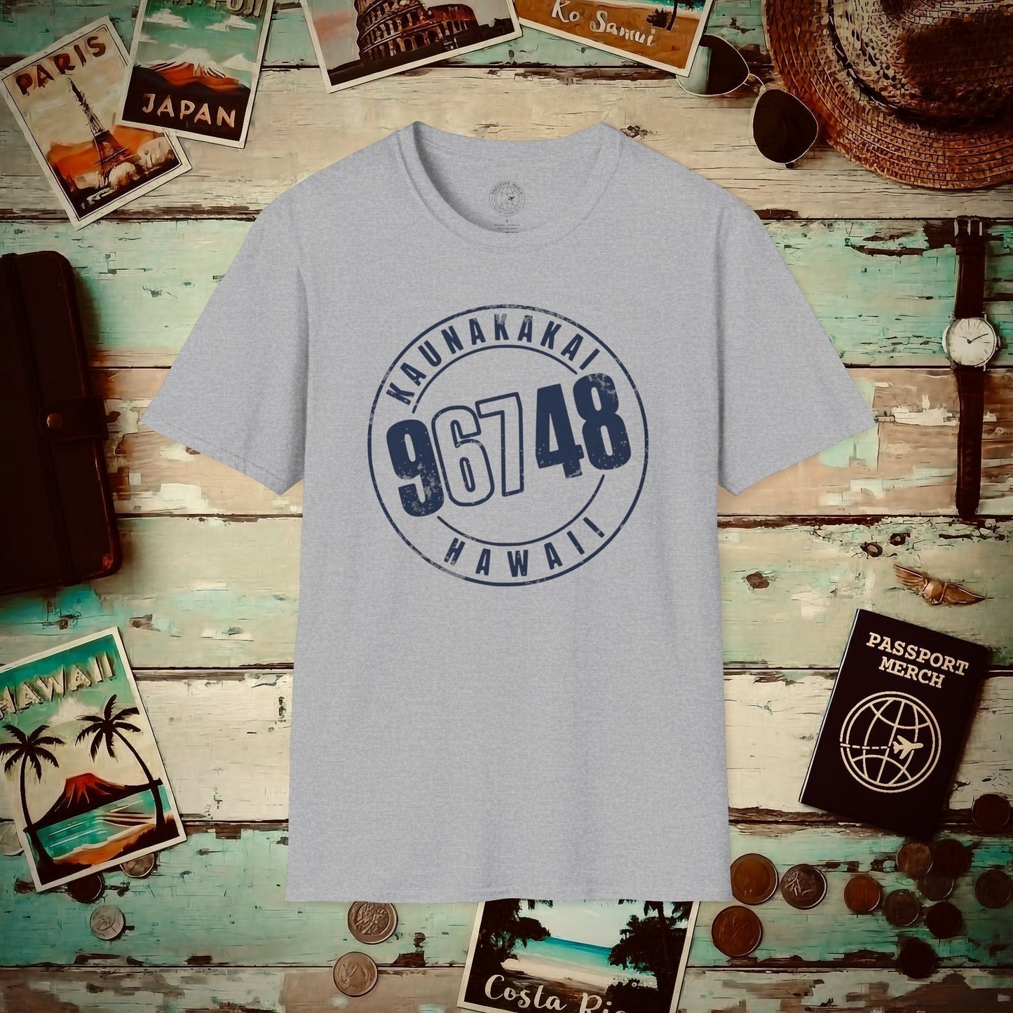 Vintage Kaunakakai Zip Code ("67" Pop Culture Edition), Hawaii T-Shirt Sport Grey / S