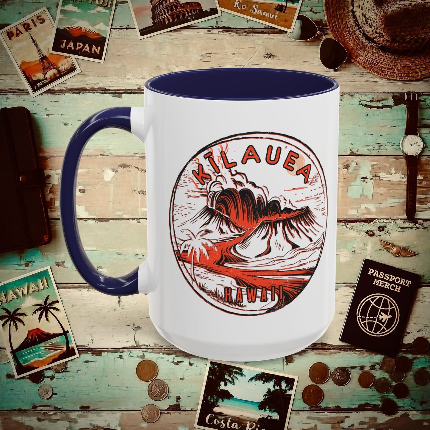 Vintage Kilauea Eruption, Hawaii 15oz Mug Navy / 15oz