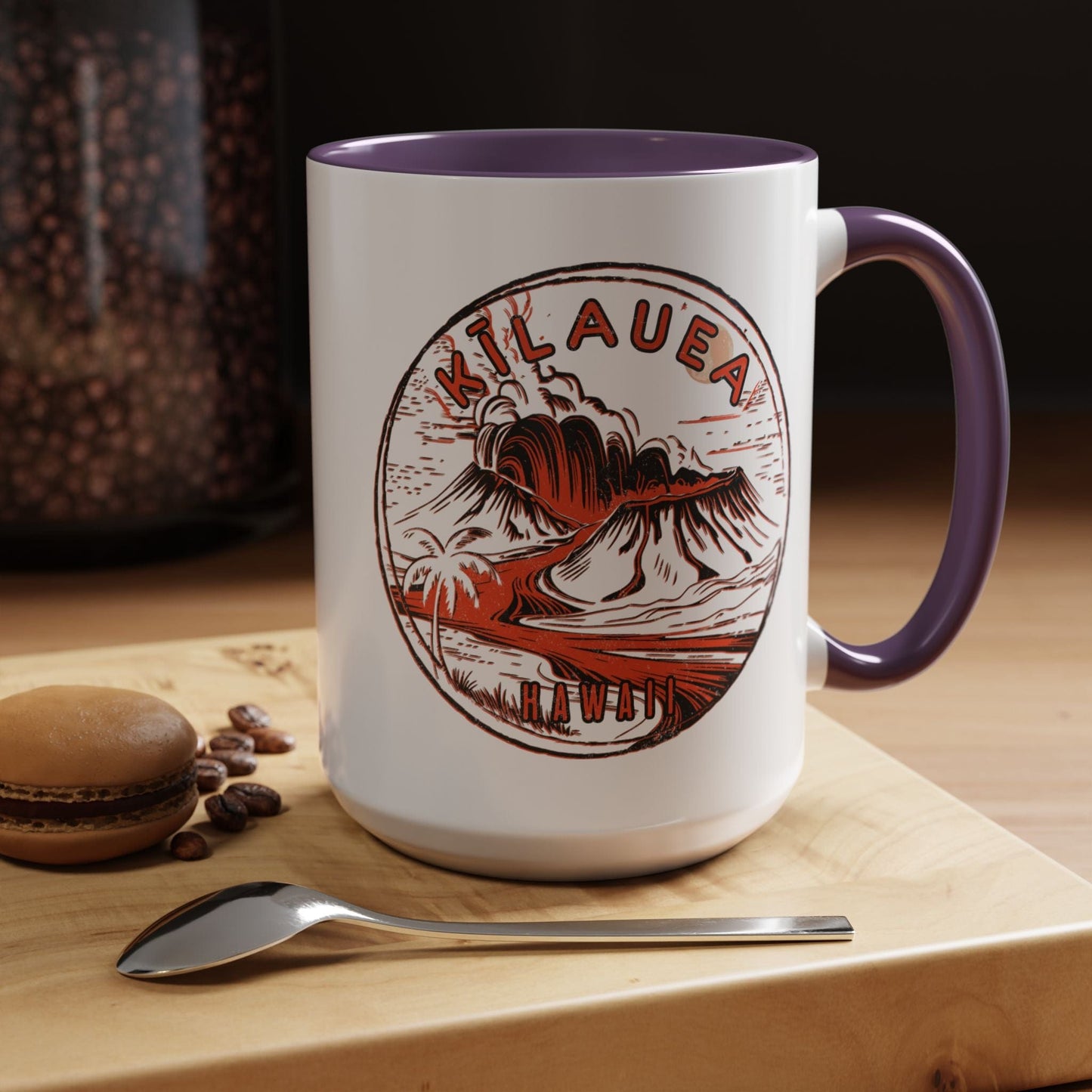 Vintage Kilauea Eruption, Hawaii 15oz Mug Purple / 15oz