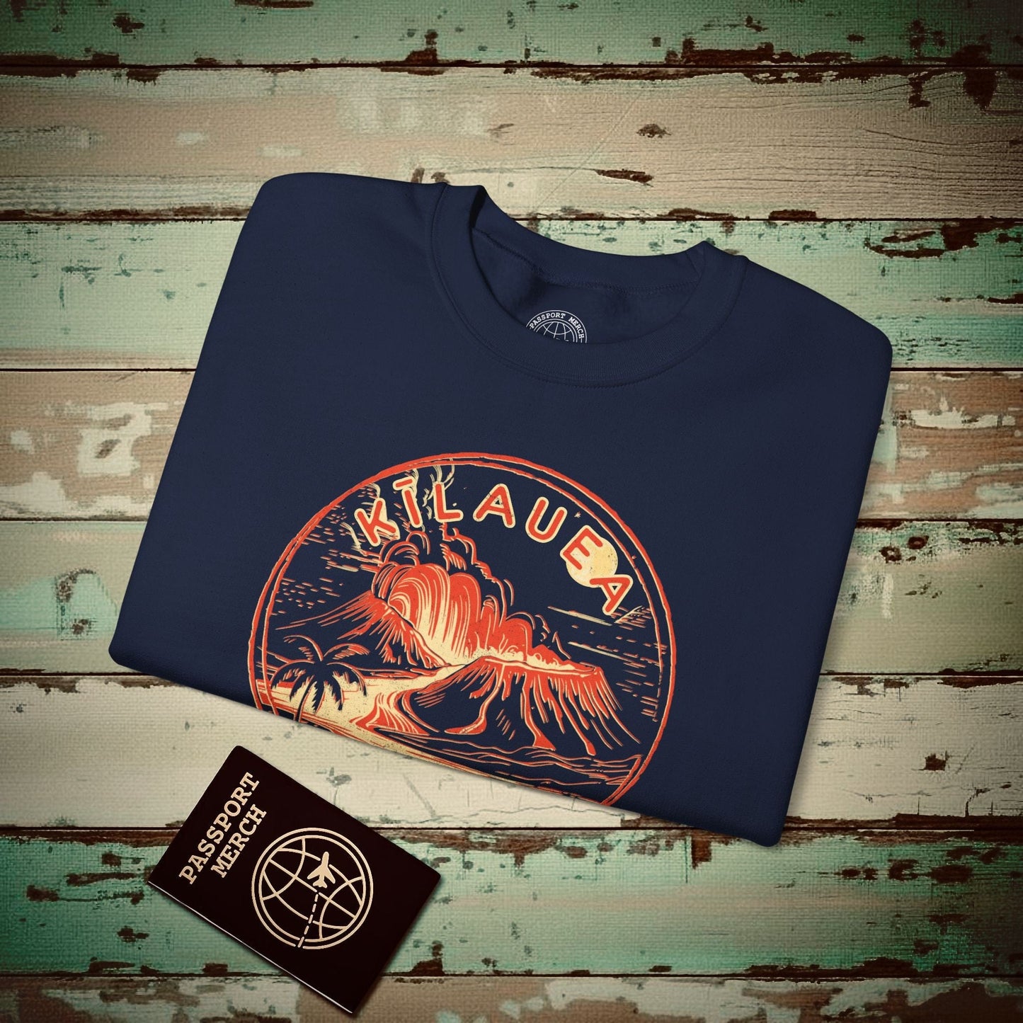 Vintage Kilauea Eruption, Hawaii Crewneck Navy / S