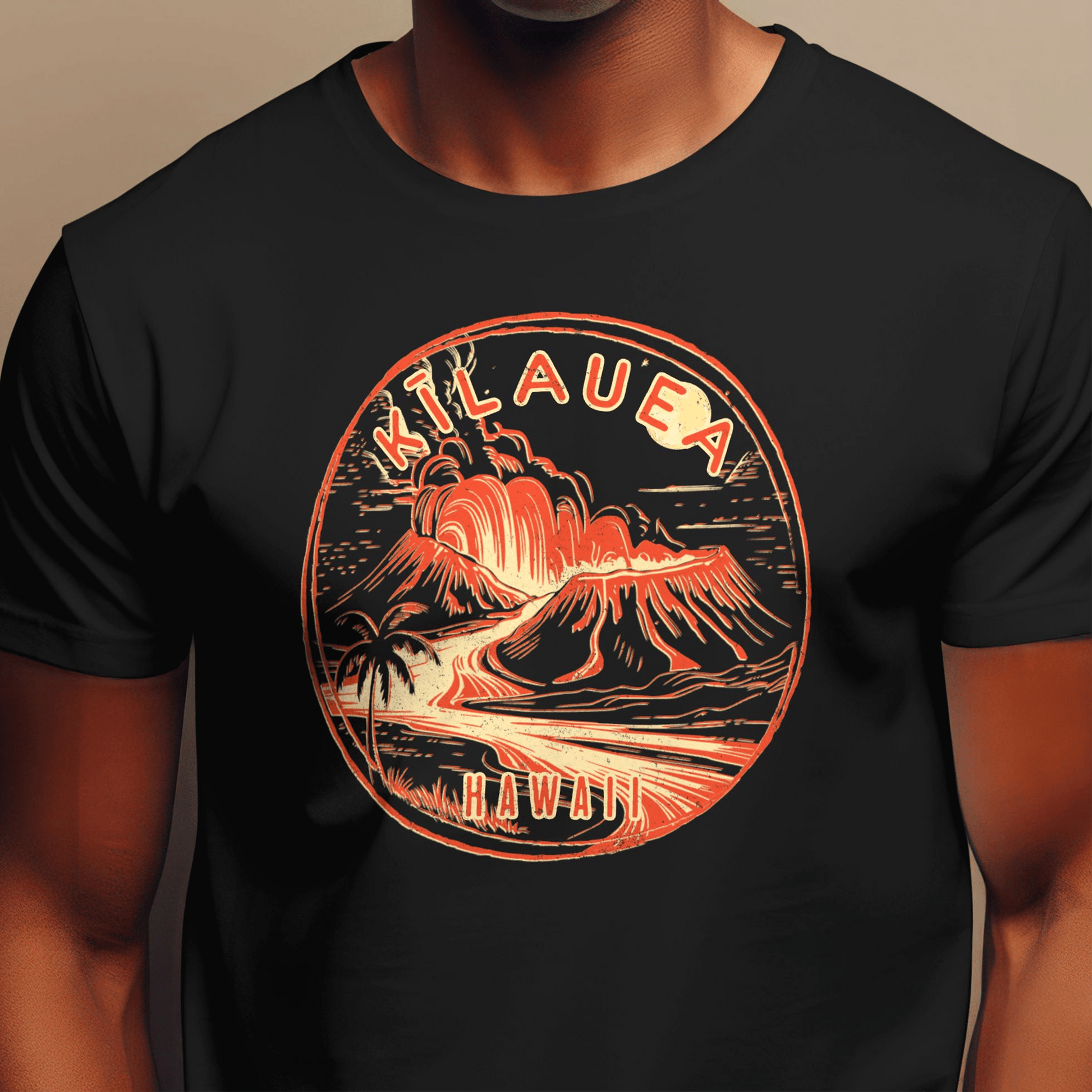 Vintage Kilauea Eruption, Hawaii T-Shirt Black / S